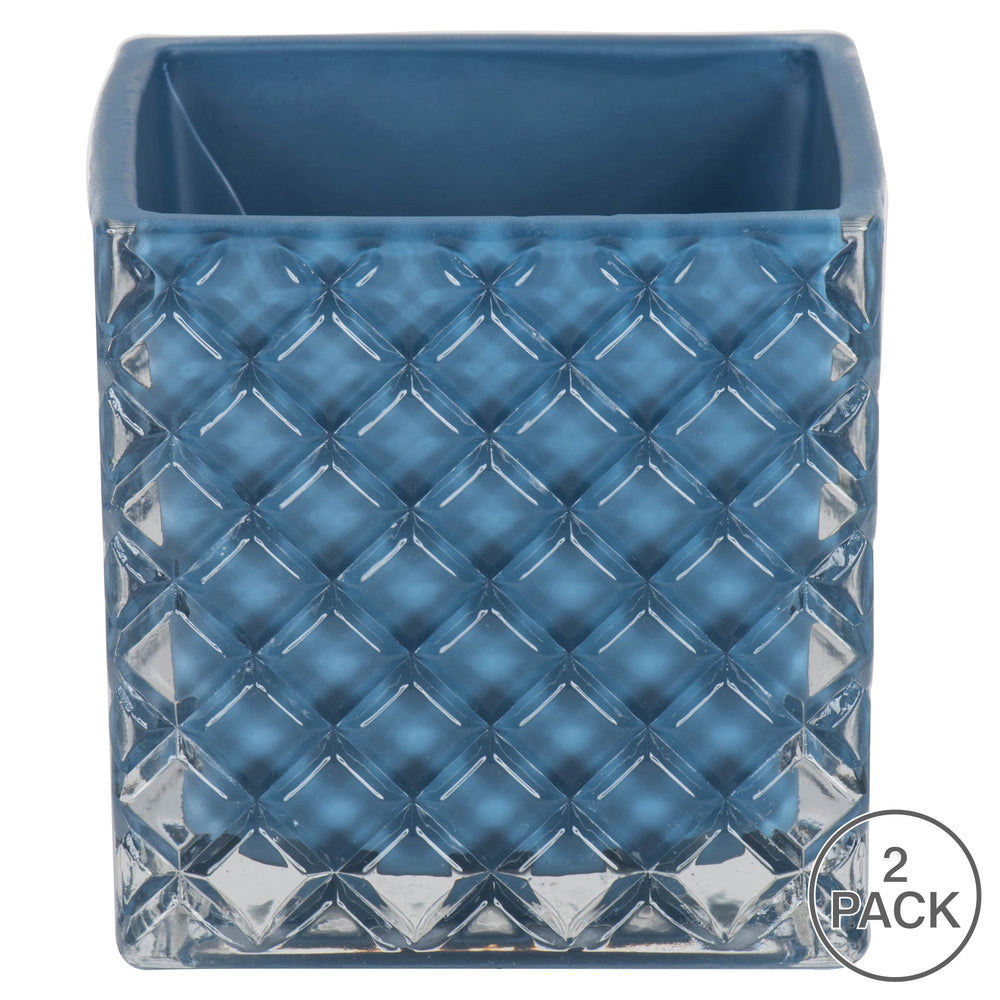 Vickerman 4" Hydro Square Glass Container Set of 2