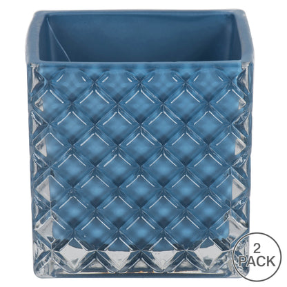 Vickerman 4" Hydro Square Glass Container Set of 2