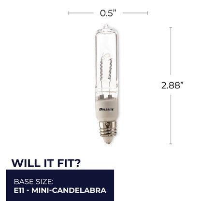 BULBRITE HALOGEN T4 MINI-CANDELABRA SCREW (E11) 250W DIMMABLE LIGHT BULB 2900K/SOFT WHITE 5PK (610251)