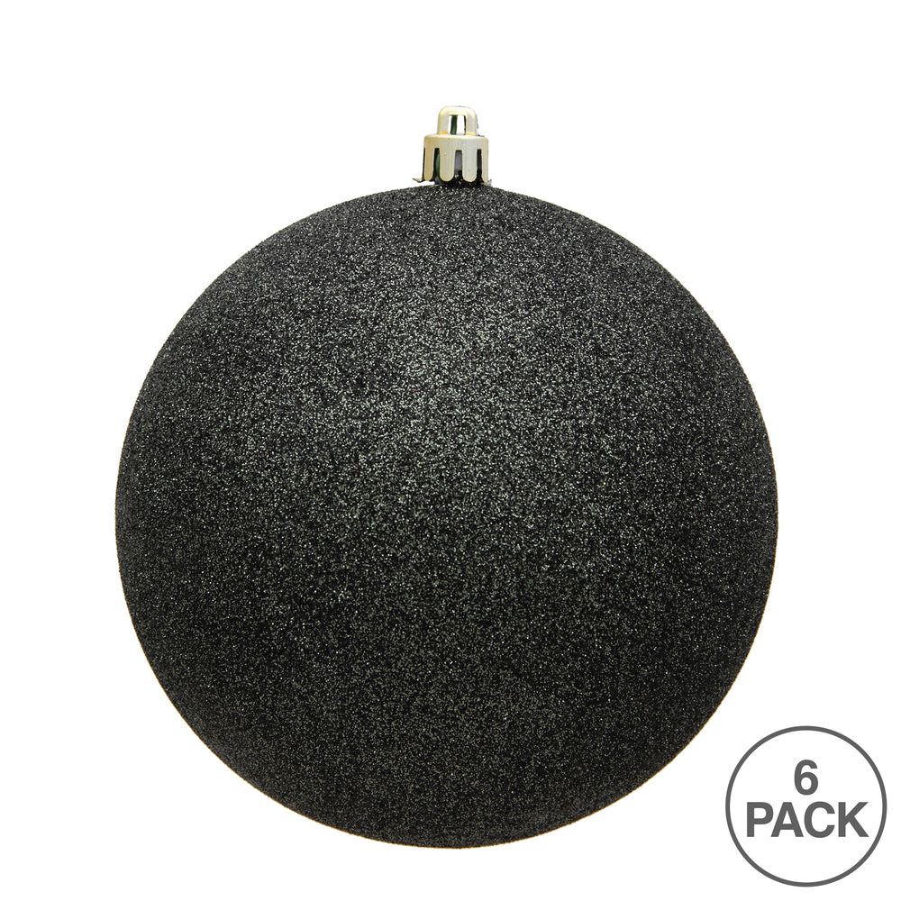 Vickerman 4" Gunmetal Glitter Ball Ornament 6 per Bag