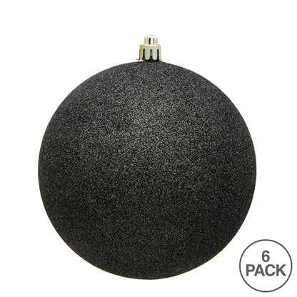 Vickerman 4" Gunmetal Glitter Ball Ornament 6 per Bag