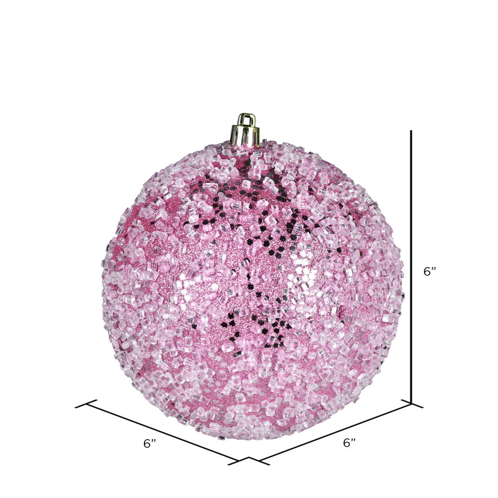 Vickerman 6" Pink Glitter Hail Ball Ornament 4 per Bag