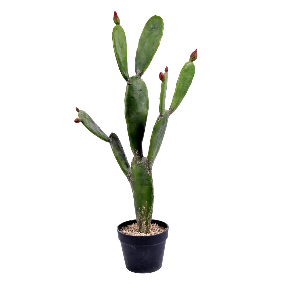 Vickerman 34" Artificial Green Cactus Black Plastic Planters Pot.