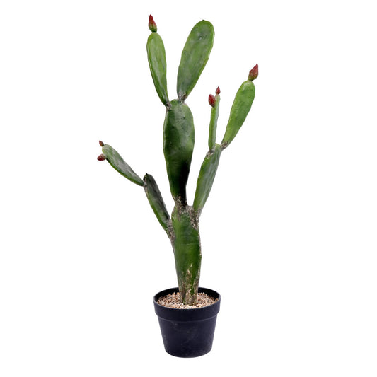 Vickerman 34" Artificial Green Cactus Black Plastic Planters Pot.