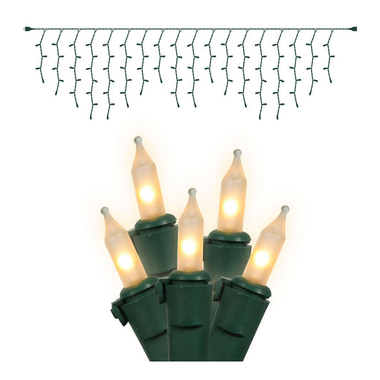 Vickerman 100 White Mini Light Icicle Light on Green Wire 9' Christmas Light Strand