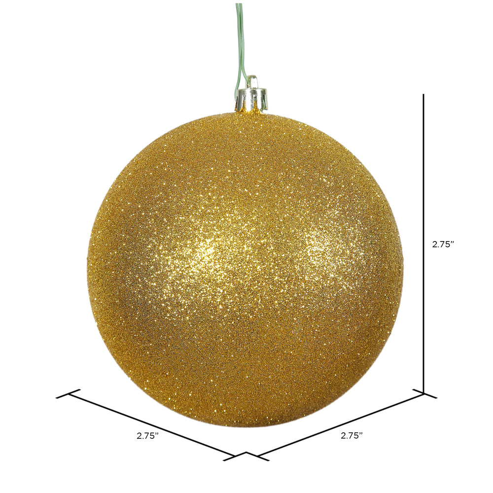 Vickerman 2.75" Antique Gold Glitter Ball Ornament 12 per Bag