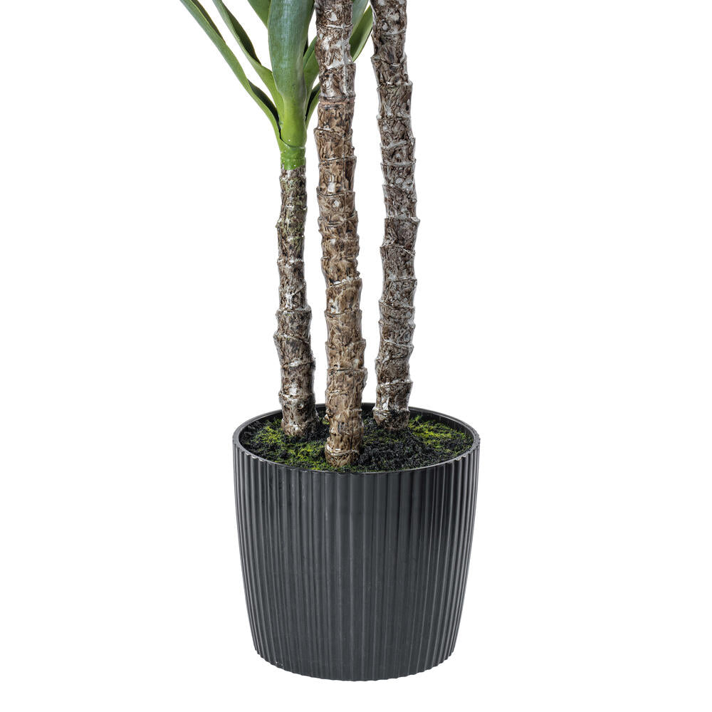 Vickerman 60" Artificial Green Yucca Tree in 8" Black Planters Pot.