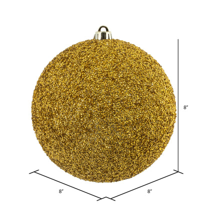 Vickerman 8" Gold Beaded Ball Ornament 2 per Bag