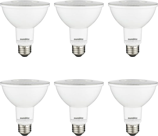 Sunlite 80880 LED PAR30 Long Neck Recessed Light Bulb, 9 Watt, (75W EQ), 850 Lm, Medium E26 Base, Dimmable, ETL Listed, 35 Degrees Beam Angle, Energy Star Certified, 2700K Soft White, 6 Pack