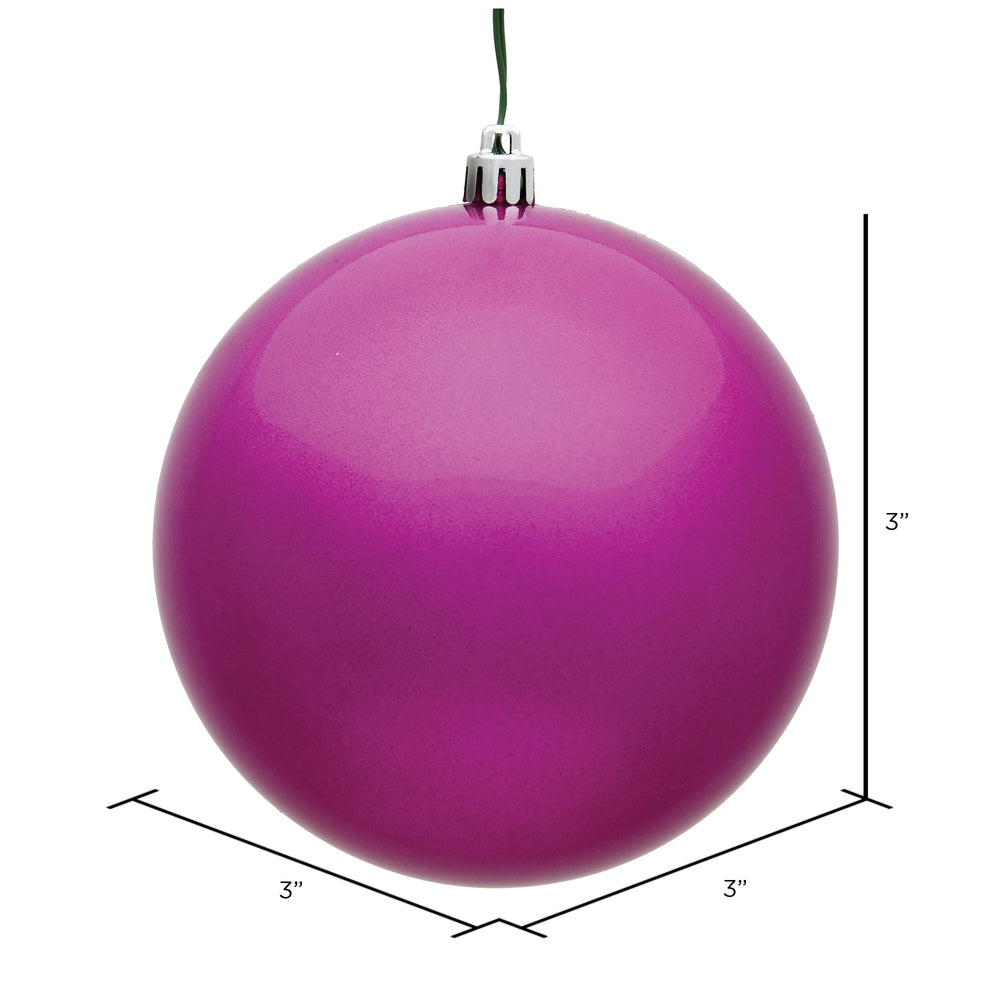 Vickerman 3" Fuchsia Candy Ball Ornament 12 per Bag