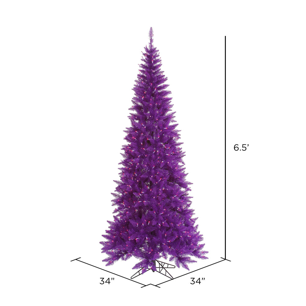 Vickerman 6.5' Purple Fir Slim Artificial Christmas Tree Purple  Dura-lit LED Lights