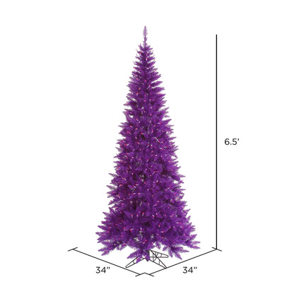 Vickerman 6.5' Purple Fir Slim Artificial Christmas Tree Purple  Dura-lit LED Lights