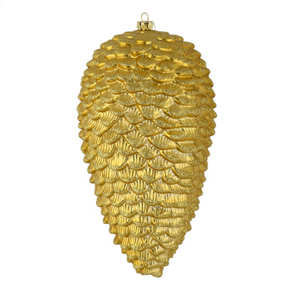 Vickerman 7" Gold Matte Glitter Pinecone Christmas Ornament 4 per pack