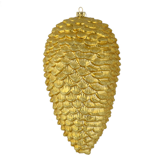 Vickerman 7" Gold Matte Glitter Pinecone Christmas Ornament 4 per pack