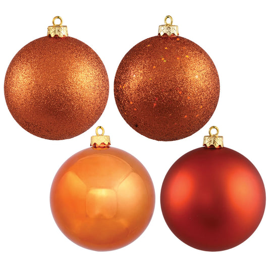 Vickerman 12" Burnished Orange 4-Finish Ball Ornament 4 per Bag