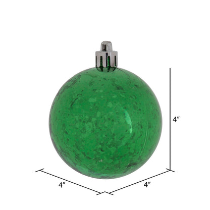 Vickerman 4" Green Shiny Mercury Ball Ornament 6 per Bag