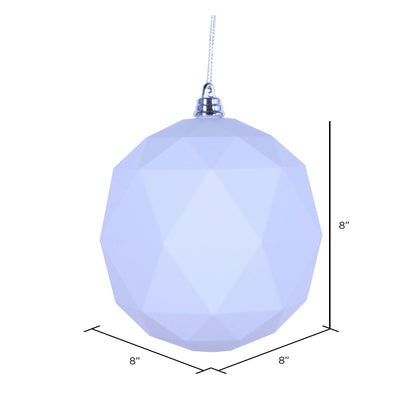 Vickerman 8" White Matte Geometric Ball Ornament