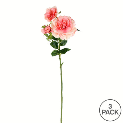 Vickerman 27" Artificial Light Pink Rose Stem Set of 3