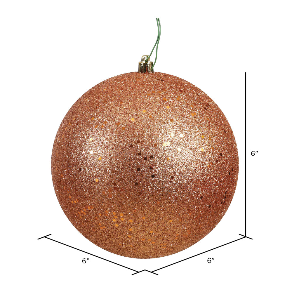 Vickerman 6" Rose Gold Sequin Ball Ornament 4 per Bag