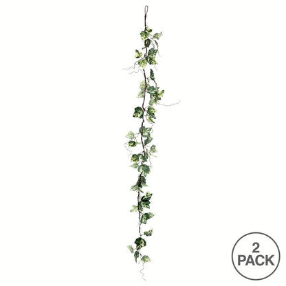 Vickerman 56" Artificial Green Variegated Ivy Garland Pack of 2