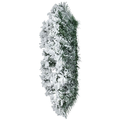 Vickerman 24" Flocked Alaskan Artificial Christmas Wreath Pure White Single Mold LED Mini Lights