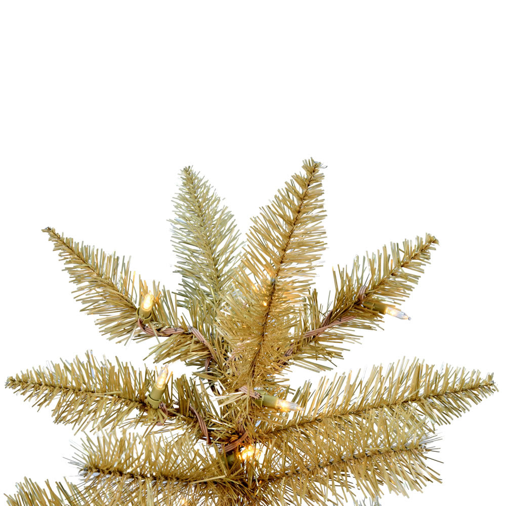 Vickerman 9' x 52" Gold Fir Artificial Christmas Pencil Tree Warm White Dura-Lit® LED Lights