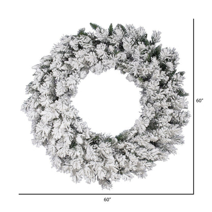 Vickerman 60" Flocked Snow Ridge Artificial Christmas Wreath Unlit