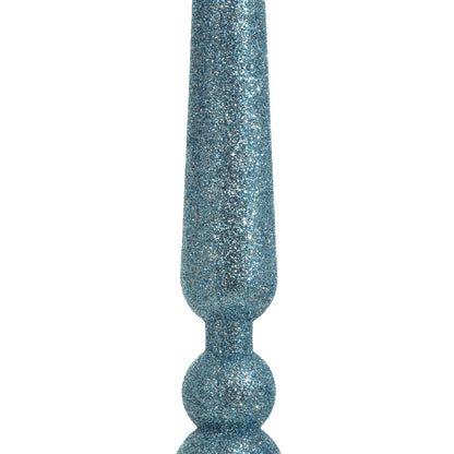 Vickerman 18" Periwinkle Glitter Cupola Finial. This long finial ornament adds depth and texture to any holiday decorating project. Made with shatterproof plastic.