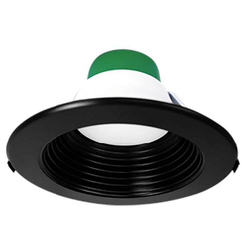 Westgate Builder Series Snap-In Comm. Recessed Light 4In Black Trim+Ring Set, Commercial Indoor Lighting, Black Finish