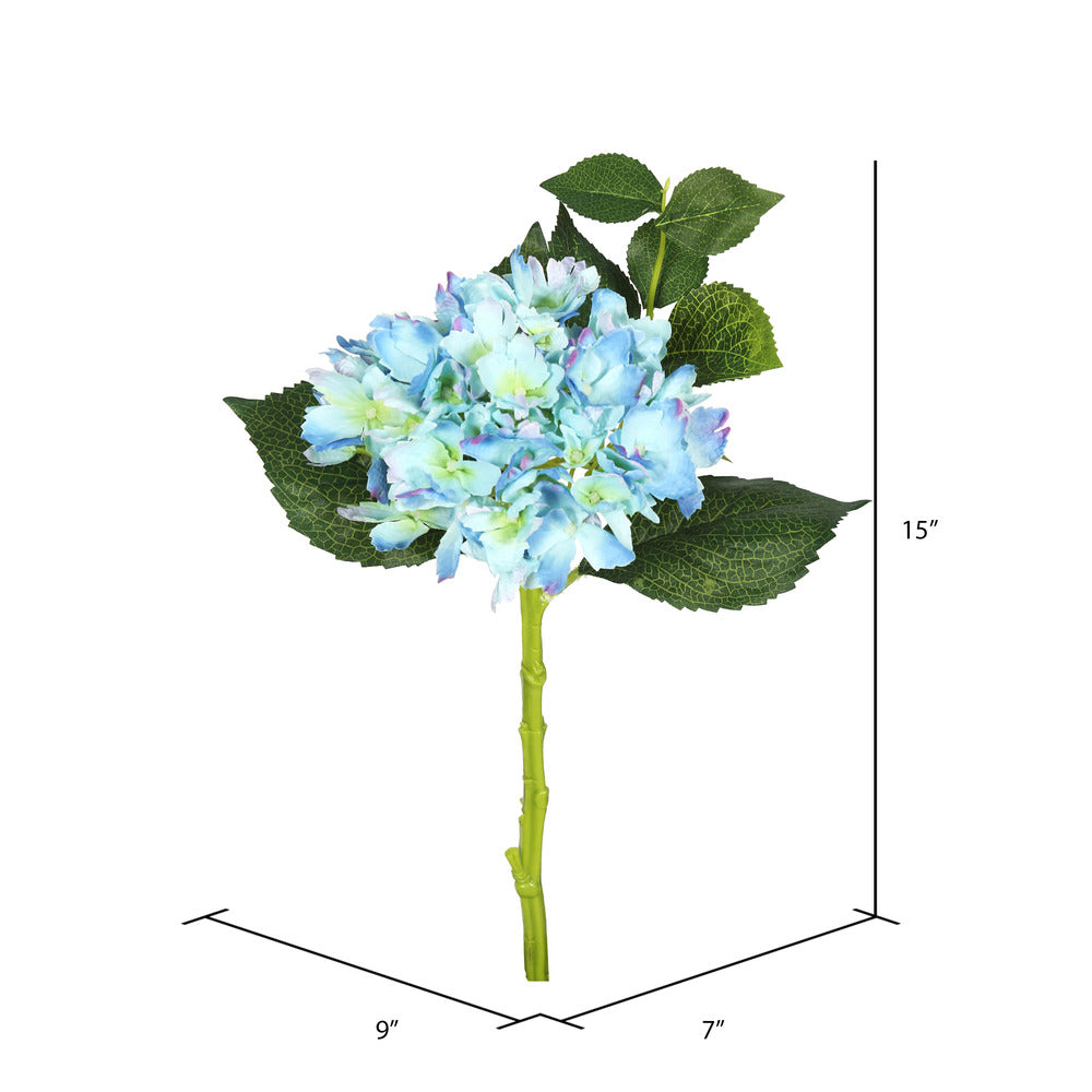 Vickerman 15" Short Stem Artificial Blue Hydrangea Set of 3