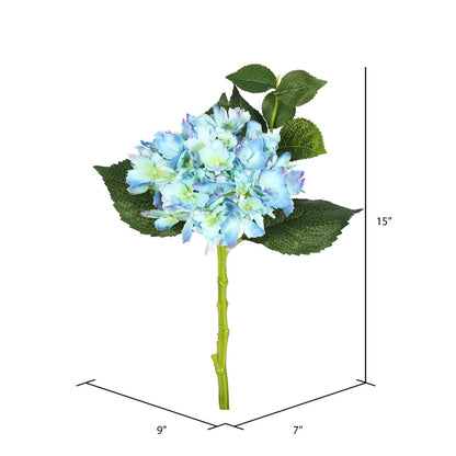 Vickerman 15" Short Stem Artificial Blue Hydrangea Set of 3
