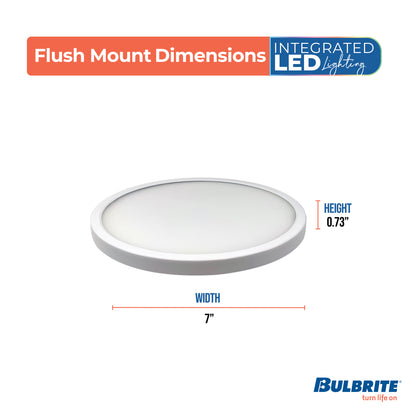 Bulbrite 773607 7 in.Round 10.3-Watt 5 Color Selectable LED Flush Mount Light, 1150 Lumens, White