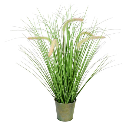 Vickerman 26" Artificial Potted Green Grass and Cattails.