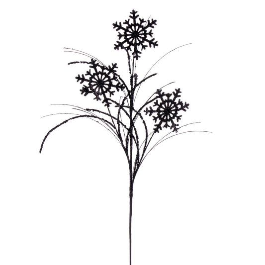 Vickerman 31" Black Snowflake Glitter Spray 6 per bag.