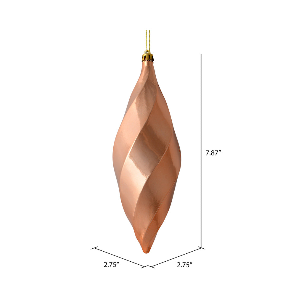 Vickerman 8" Rose Gold Shiny Swirl Finial Ornament Pack of 6