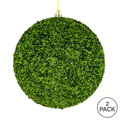 Vickerman 8" Moss Green Beaded Ball Ornament 2 per Bag