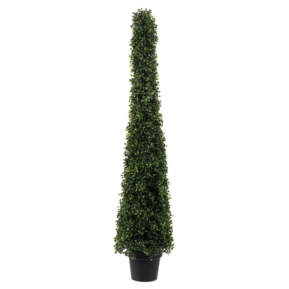 Vickerman 4' Potted Artificial Boxwood Cone.