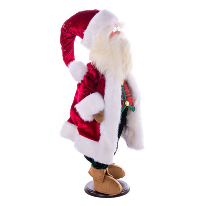 Vickerman 24" Red Plaid Velvet Santa Doll with Stand. This santa has glasses stand is removeable.