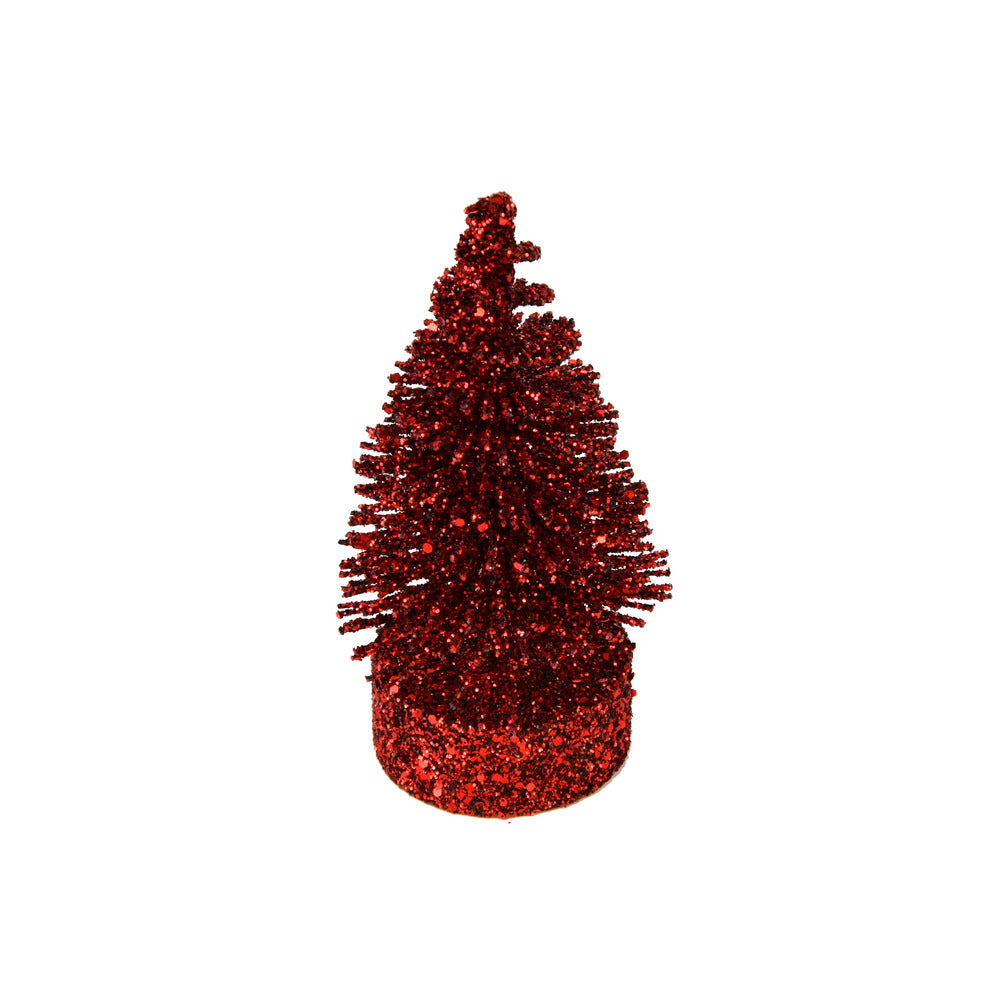 Vickerman 3"-5"-7" Burgundy Glitter Oval Pine Artificial Christmas Tree Set of 3