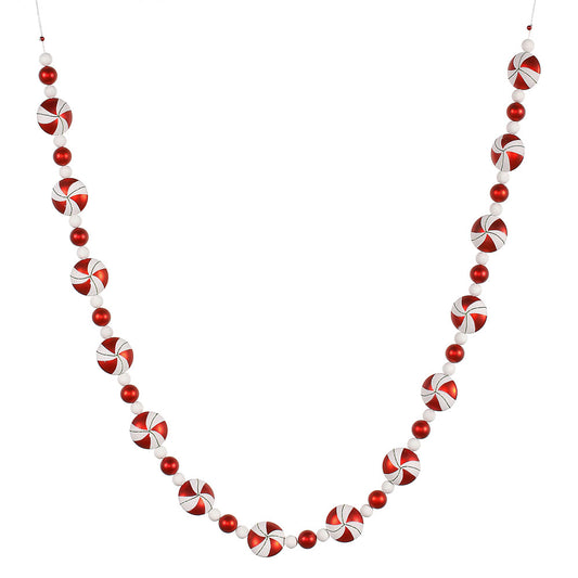Vickerman 6' Red-White Candy Christmas Garland
