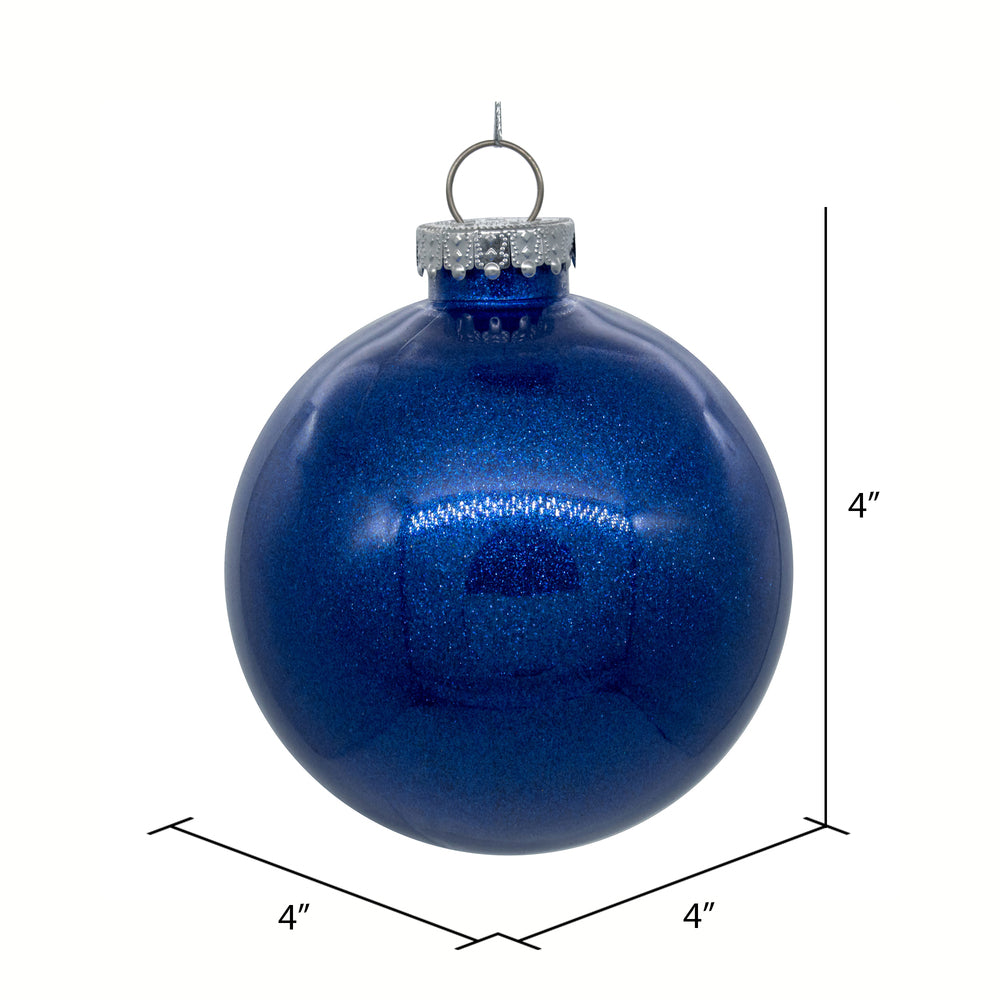 Vickerman 4" Clear OrnBall Christmas Ornamentament with Blue Glitter Interior 6 Pieces per bag