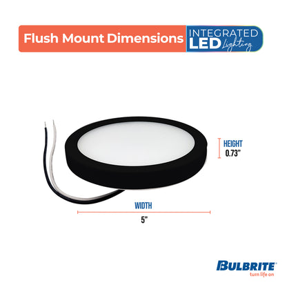 Bulbrite 773601 5 in.Round 10.3-Watt 3000K LED Flush Mount Light, 850 Lumens, Black