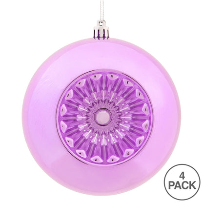 Vickerman 4.75" Orchid Shiny Star Brite Ball Ornament 4 per Bag