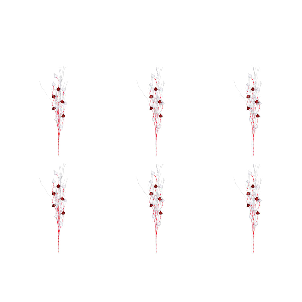 Vickerman Red/White Glitter Ball Curly Artificial Christmas Spray. Includes 6 sprays per pack.