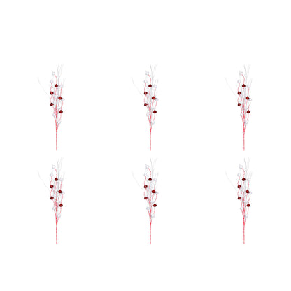 Vickerman Red/White Glitter Ball Curly Artificial Christmas Spray. Includes 6 sprays per pack.