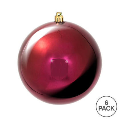 Vickerman 4" Berry Red Shiny Ball Ornament 6 per Bag
