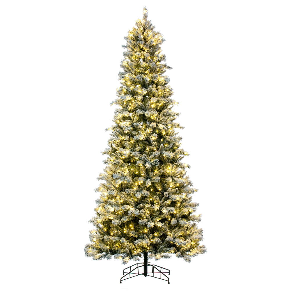 Vickerman 9' x 51" Frosted Glacier Pine Artificial Pre-Lit Christmas Tree with Folding Metal Tree Stand