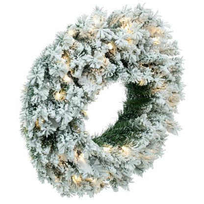 Vickerman 36" Flocked Utica Fir Artificial Pre-Lit Wreath with 100 Pure White LED Mini Lights and 220 Realistic Flocked PVC Tips