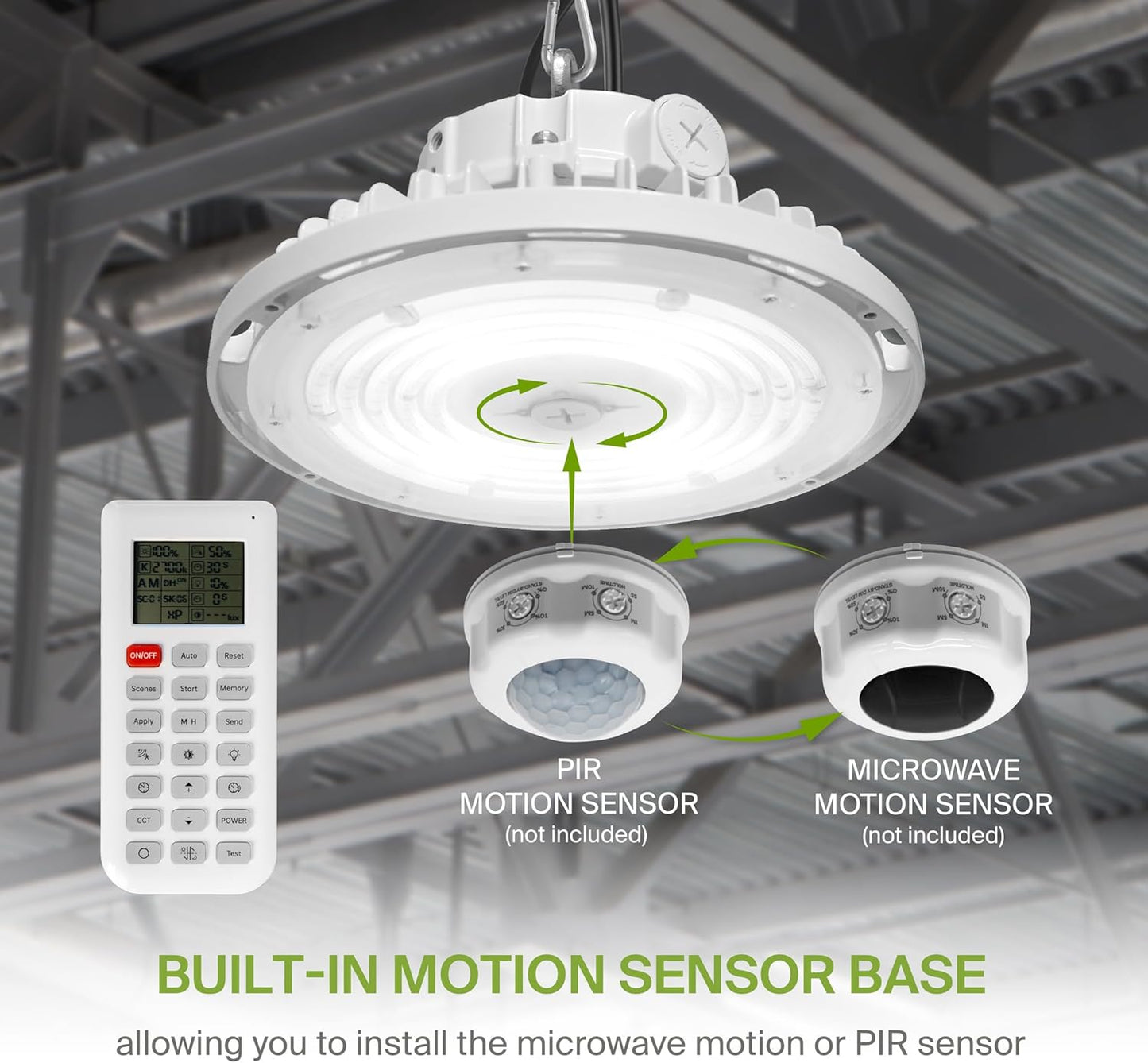 ASD Lighting LED UFO High Bay with Q-base Power Adjustable 100/150/200W 120-277V CCT Selectable 3000/4000/5000K Dimmable White UL DLC Premium