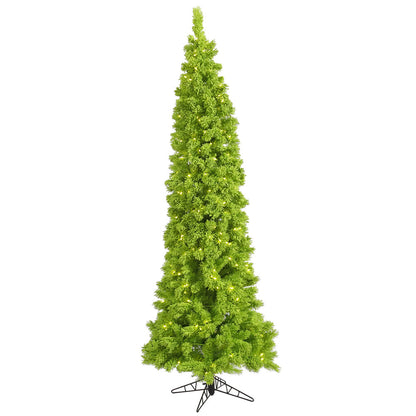 Vickerman 7.5' Flocked Lime Pencil Fir Artificial Christmas Tree Lime Dura-lit LED Lights